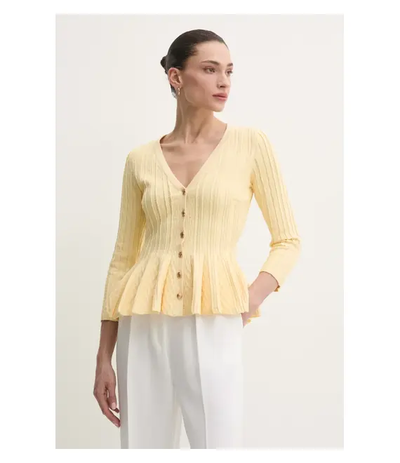 Πλεκτή ζακέτα Elisabetta Franchi χρώμα: κίτρινο, MK50B51E2