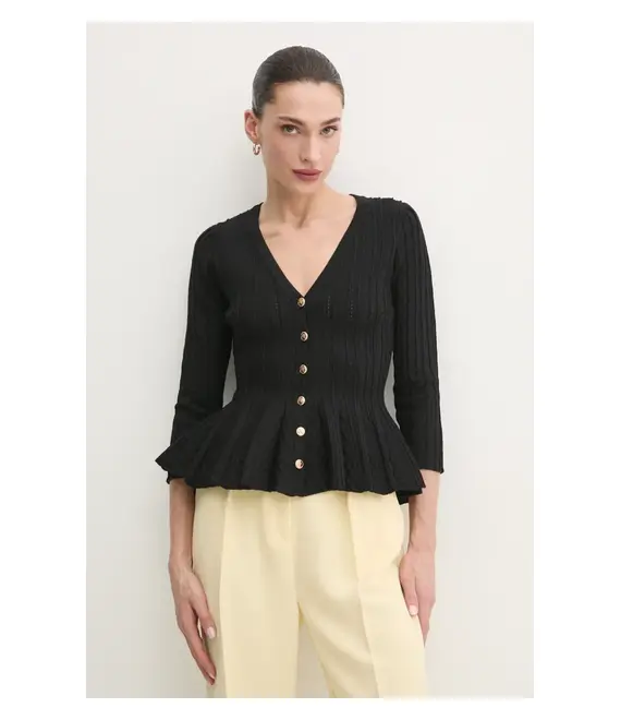 Πλεκτή ζακέτα Elisabetta Franchi χρώμα: μαύρο, MK50B51E2