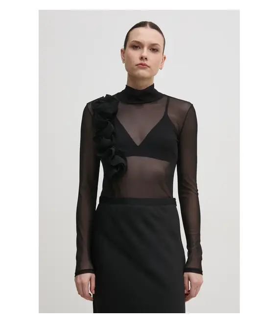 Μακρυμάνικο Sisley χρώμα: μαύρο, 3HC7L106Y