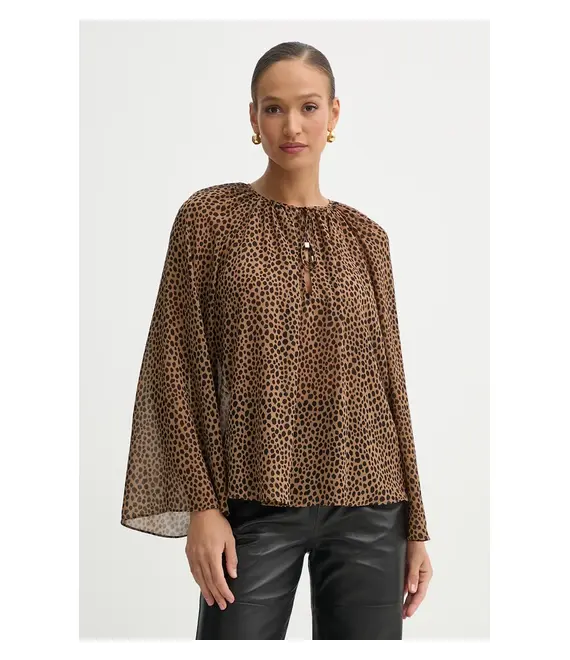 Μπλουζάκι MICHAEL Michael Kors χρώμα: καφέ, MR540R0GRY
