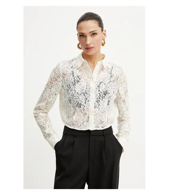 Πουκάμισο Guess IMANI χρώμα: μπεζ, W5GP49 KCTS0