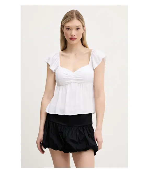 Μπλουζάκι Hollister Co. χρώμα: άσπρο, KI340-5050