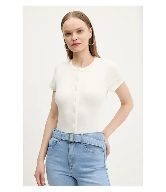 Μπλουζάκι Abercrombie & Fitch χρώμα: μπεζ, KI139-5293