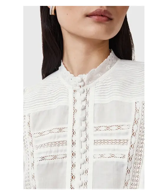 Βαμβακερή μπλούζα AllSaints HEATHER γυναικεία, χρώμα: άσπρο, W038PC
