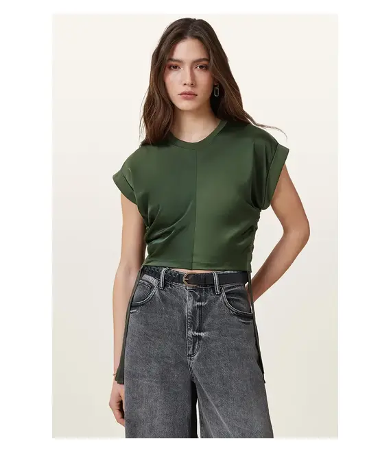Μπλουζάκι AllSaints MIRA SATIN χρώμα: πράσινο, W054JC