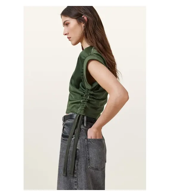 Μπλουζάκι AllSaints MIRA SATIN χρώμα: πράσινο, W054JC
