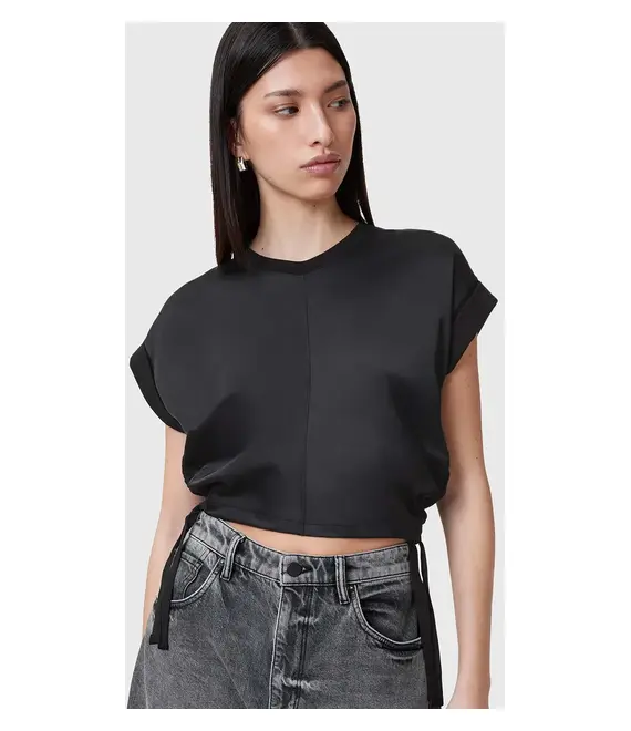 Μπλουζάκι AllSaints MIRA SATIN χρώμα: μαύρο, W054JC