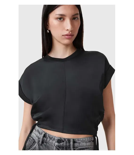 Μπλουζάκι AllSaints MIRA SATIN χρώμα: μαύρο, W054JC