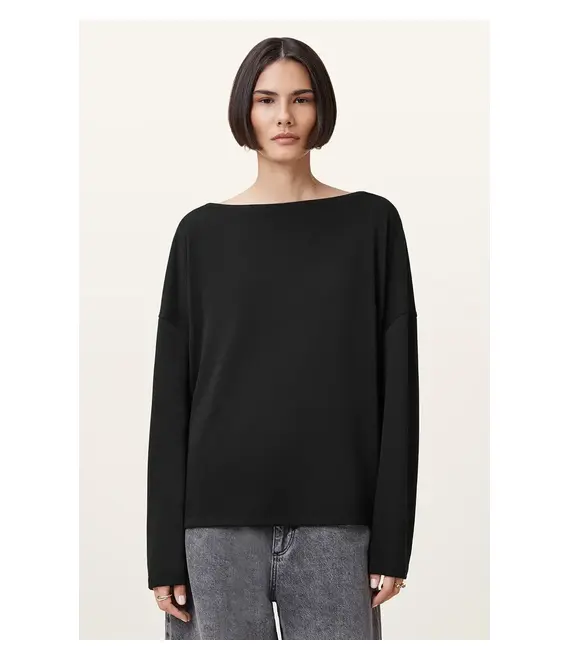 Μακρυμάνικο AllSaints RITA χρώμα: μαύρο, W170JB