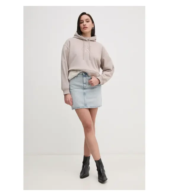 Μπλούζα Calvin Klein Jeans χρώμα: μπεζ, με κουκούλα, J20J224718