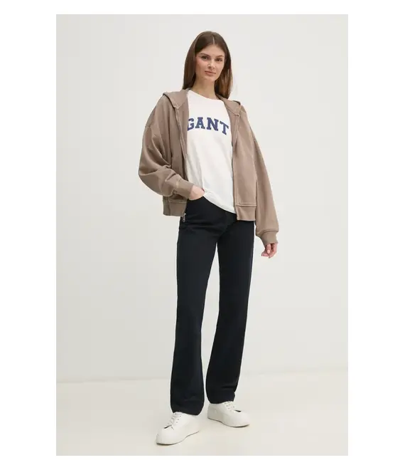 Βαμβακερή μπλούζα Calvin Klein Jeans γυναικεία, χρώμα: καφέ, με κουκούλα, J20J224733