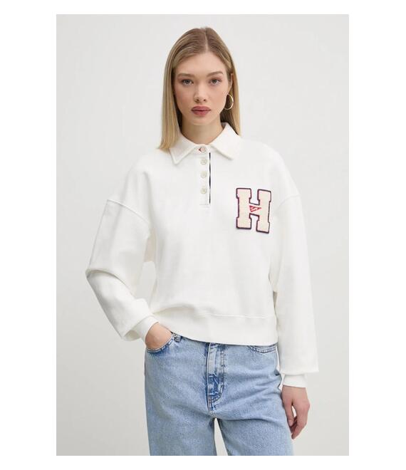 Βαμβακερή μπλούζα Tommy Jeans γυναικεία, χρώμα: μπεζ, DW0DW20537