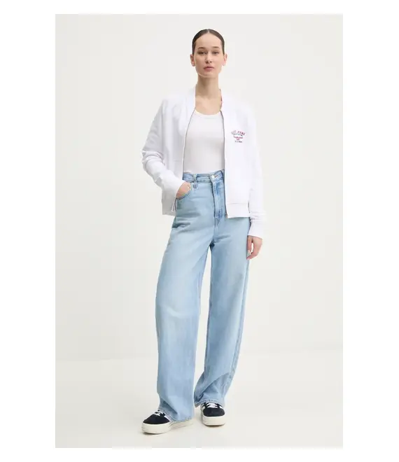 Βαμβακερή μπλούζα Guess Jeans γυναικεία, χρώμα: άσπρο, W5RQ22 K68I4