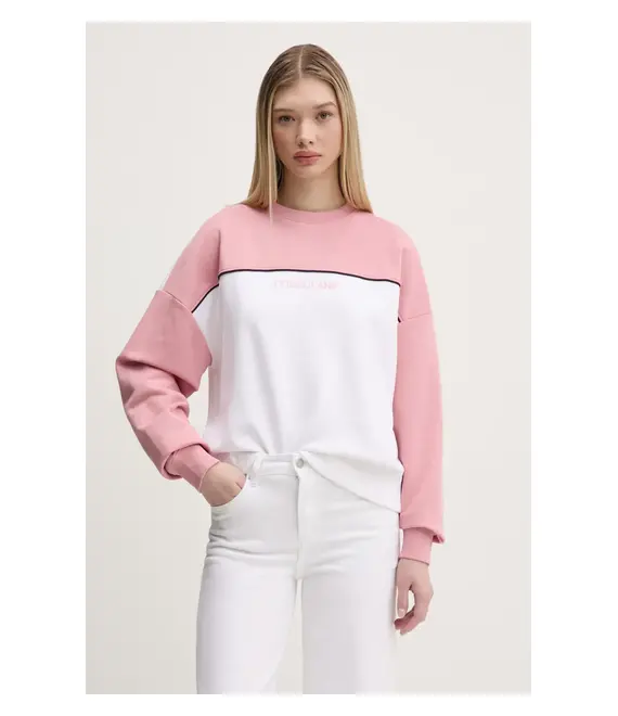 Βαμβακερή μπλούζα Guess Jeans γυναικεία, χρώμα: ροζ, W5RQ26 K68I4