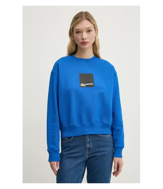 Βαμβακερή μπλούζα Karl Lagerfeld Jeans γυναικεία, χρώμα: μπλε, A1W20006