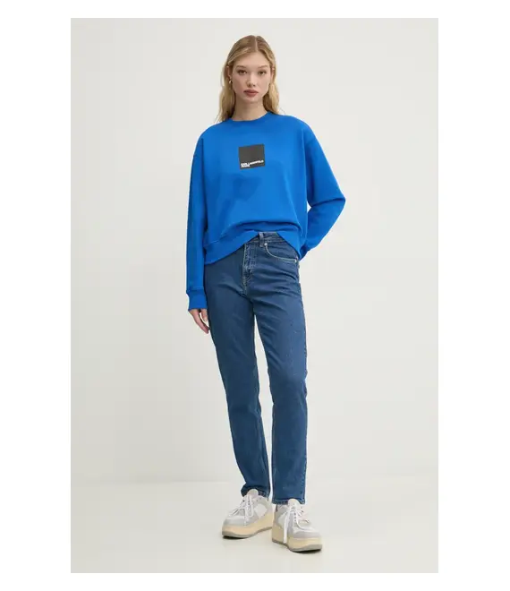 Βαμβακερή μπλούζα Karl Lagerfeld Jeans γυναικεία, χρώμα: μπλε, A1W20006