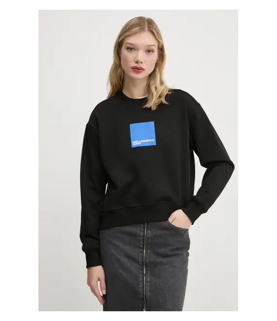 Βαμβακερή μπλούζα Karl Lagerfeld Jeans γυναικεία, χρώμα: μαύρο, A1W20006