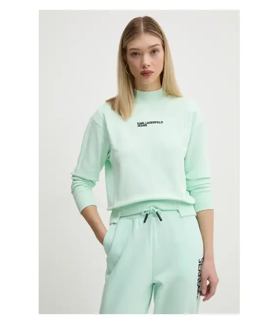 Βαμβακερή μπλούζα Karl Lagerfeld Jeans γυναικεία, χρώμα: πράσινο, A1W20018