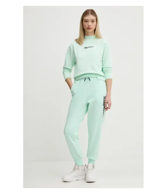 Βαμβακερή μπλούζα Karl Lagerfeld Jeans γυναικεία, χρώμα: πράσινο, A1W20018