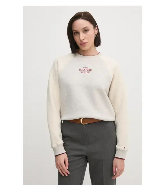 Μπλούζα Tommy Hilfiger χρώμα: γκρι, WW0WW43845