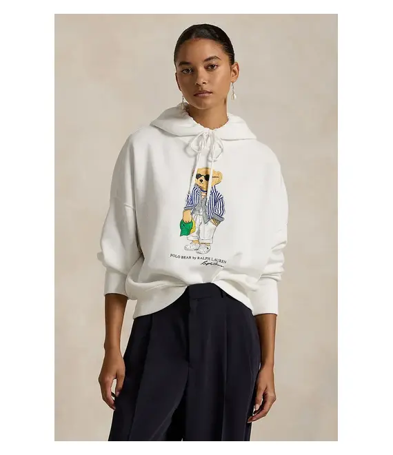 Μπλούζα Polo Ralph Lauren χρώμα: άσπρο, με κουκούλα, 211959115