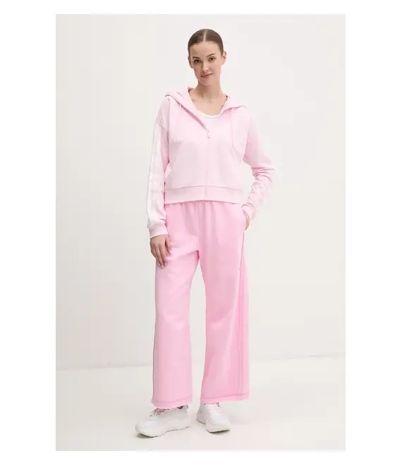 Μπλούζα adidas Essentials χρώμα: ροζ, με κουκούλα, IS6998