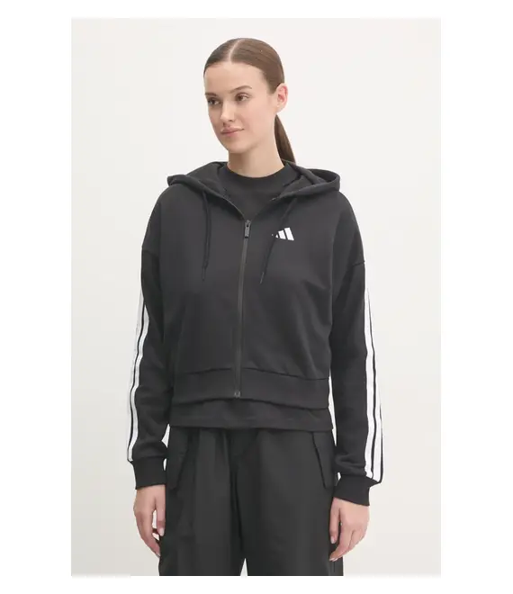 Μπλούζα adidas Essentials χρώμα: μαύρο, με κουκούλα, JE0052