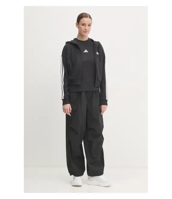Μπλούζα adidas Essentials χρώμα: μαύρο, με κουκούλα, JE0052