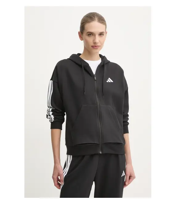 Μπλούζα adidas Essentials χρώμα: μαύρο, με κουκούλα, JE1283