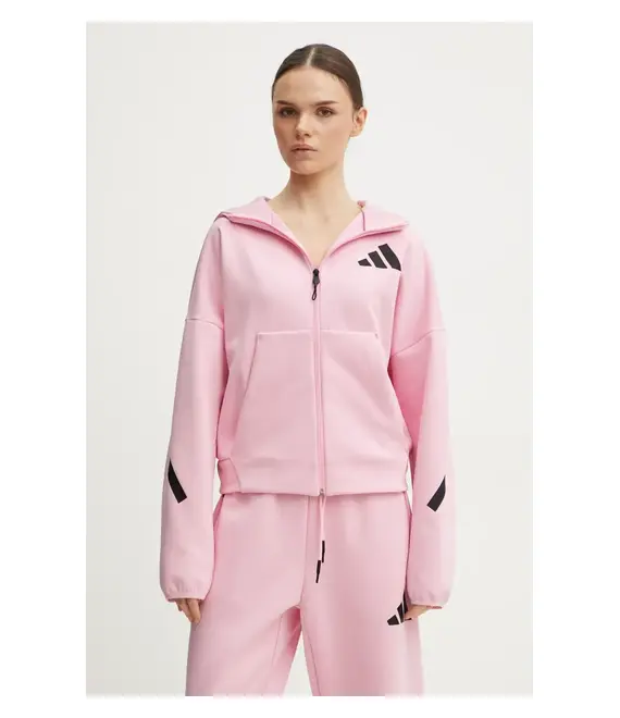 Μπλούζα adidas Z.N.E. χρώμα: ροζ, με κουκούλα, JC5393