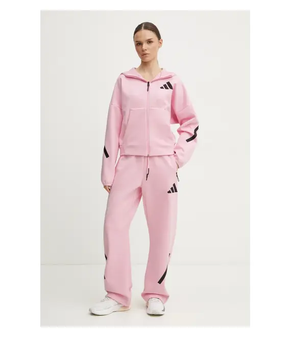 Μπλούζα adidas Z.N.E. χρώμα: ροζ, με κουκούλα, JC5393