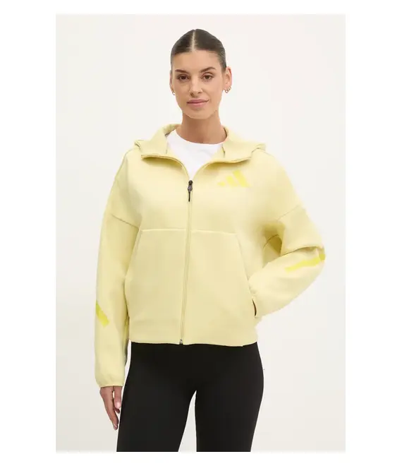 Μπλούζα adidas Z.N.E. χρώμα: κίτρινο, με κουκούλα, JJ4753