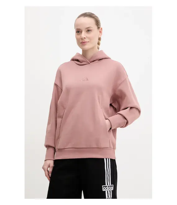 Μπλούζα adidas ALL SZN χρώμα: ροζ, με κουκούλα, JD4669