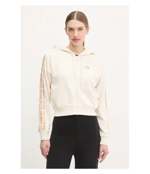 Μπλούζα adidas Essentials Animal χρώμα: μπεζ, με κουκούλα, JM1665