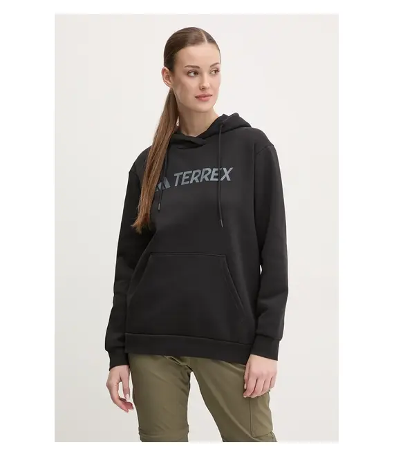 Μπλούζα adidas TERREX Multi χρώμα: μαύρο, με κουκούλα, IZ3301