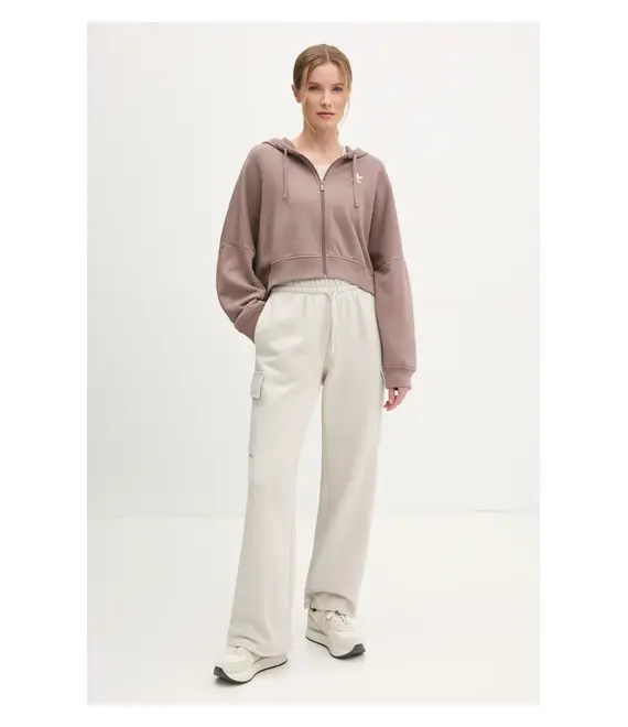Μπλούζα adidas Originals Essential χρώμα: καφέ, με κουκούλα, JN7846