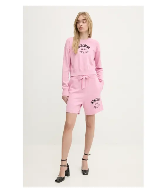Βαμβακερό πουλόβερ Moschino Jeans χρώμα: ροζ, 0907 3201