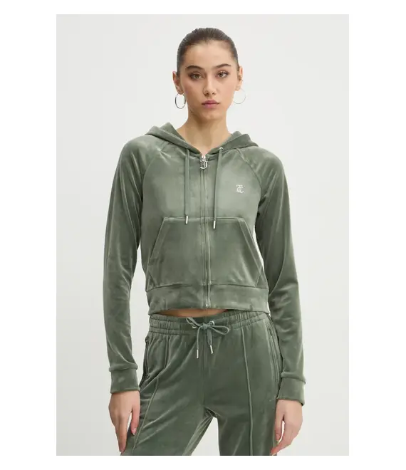 Μπλούζα Juicy Couture χρώμα: πράσινο, με κουκούλα, JCWA122001