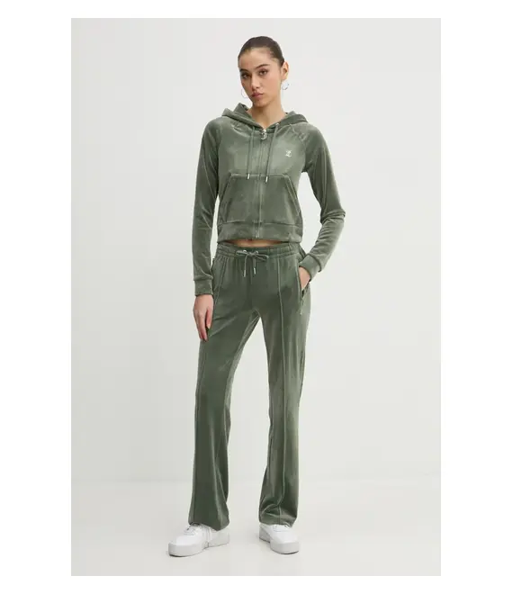 Μπλούζα Juicy Couture χρώμα: πράσινο, με κουκούλα, JCWA122001