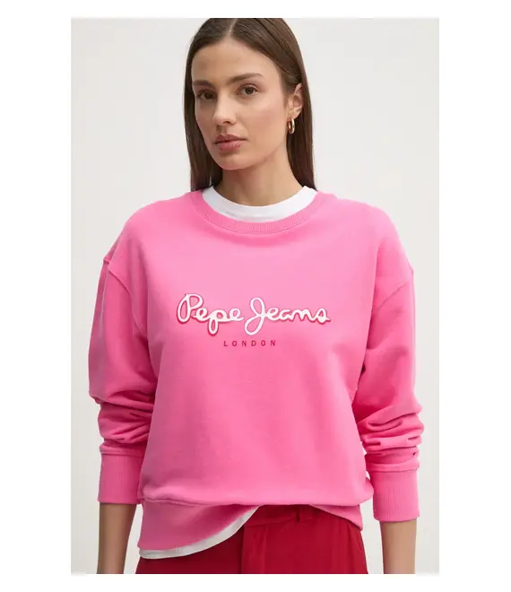 Βαμβακερή μπλούζα Pepe Jeans MADDY γυναικεία, χρώμα: ροζ, PL581484