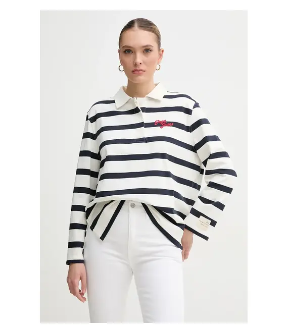 Βαμβακερή μπλούζα Pepe Jeans RHONDA γυναικεία, χρώμα: άσπρο, PL581491