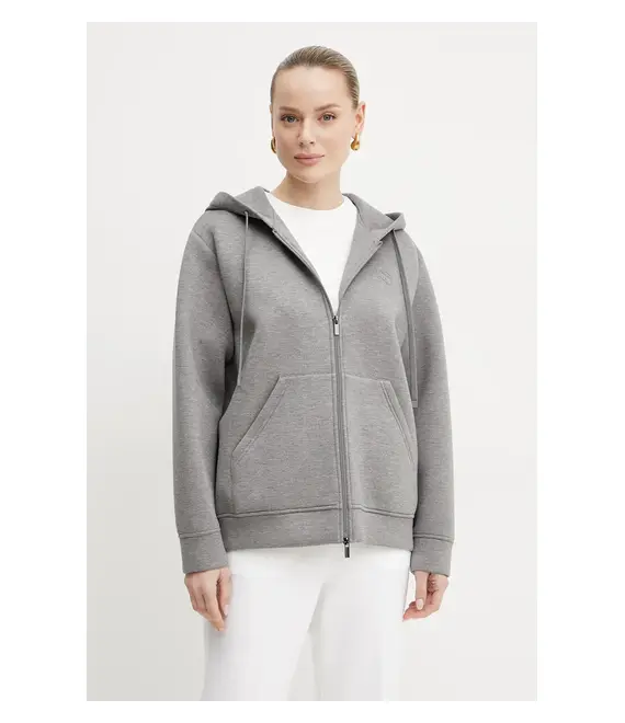 Μπλούζα Weekend Max Mara χρώμα: γκρι, με κουκούλα, 2515911021600