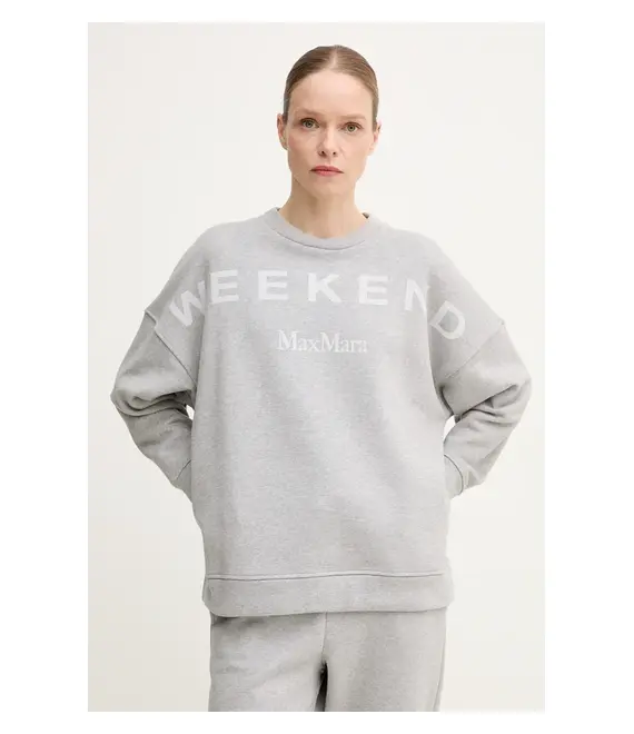 Βαμβακερή μπλούζα Weekend Max Mara γυναικεία, χρώμα: γκρι, 2515921021600