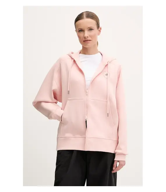 Μπλούζα adidas by Stella McCartney χρώμα: μπεζ, με κουκούλα, JI5160