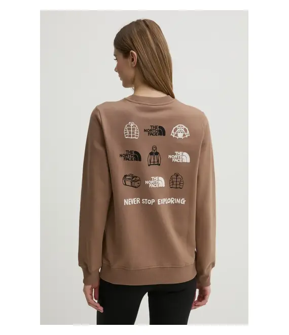 Βαμβακερή μπλούζα The North Face Outdoor Graphic γυναικεία, χρώμα: καφέ, NF0A8C246IH1