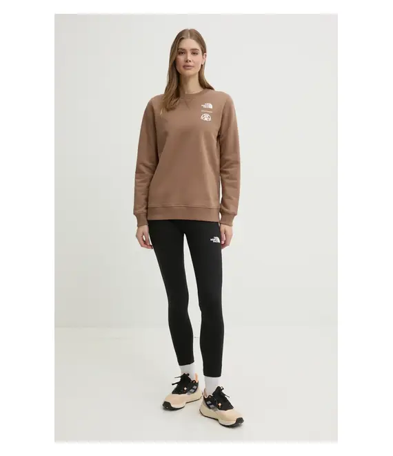 Βαμβακερή μπλούζα The North Face Outdoor Graphic γυναικεία, χρώμα: καφέ, NF0A8C246IH1