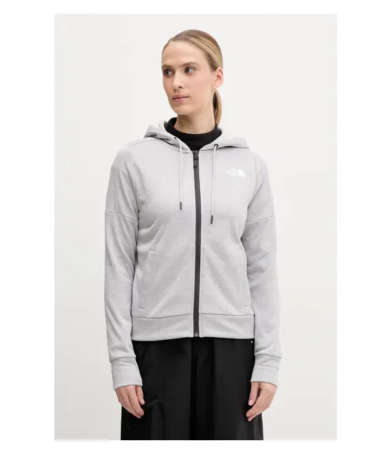Αθλητική μπλούζα The North Face Reaxion χρώμα: γκρι, με κουκούλα, NF0A8CNRDYX1