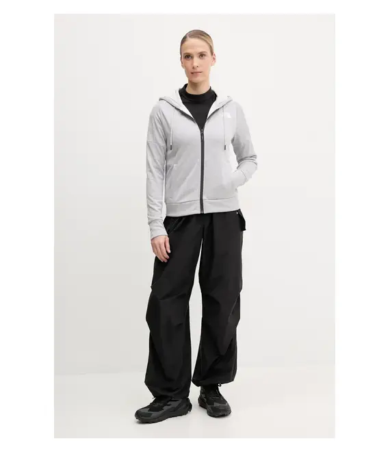 Αθλητική μπλούζα The North Face Reaxion χρώμα: γκρι, με κουκούλα, NF0A8CNRDYX1