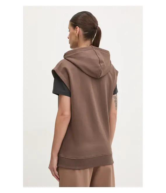 Βαμβακερή μπλούζα The North Face Relaxed γυναικεία, χρώμα: καφέ, με κουκούλα, NF0A8BW21OI1