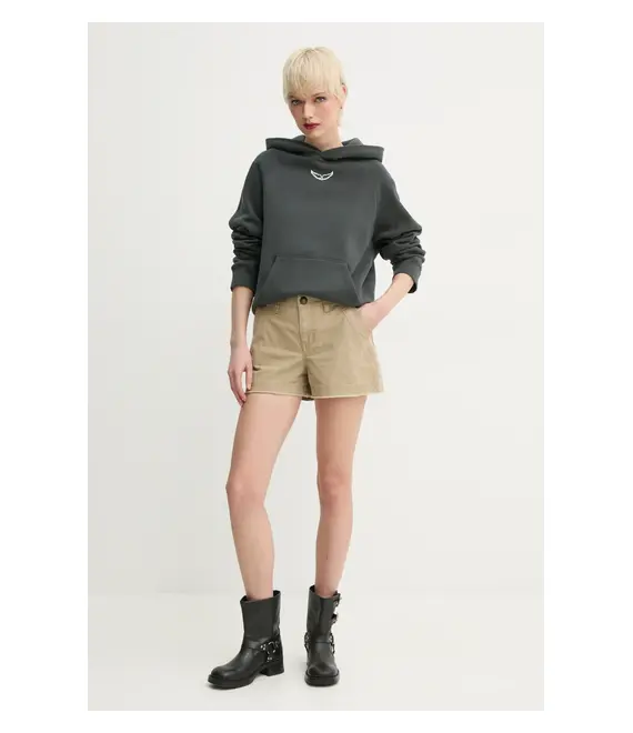 Μπλούζα ZADIG&VOLTAIRE χρώμα: γκρι, με κουκούλα, JWSS01602